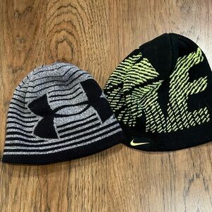 Nike Black and Under Armour Beanie Duo